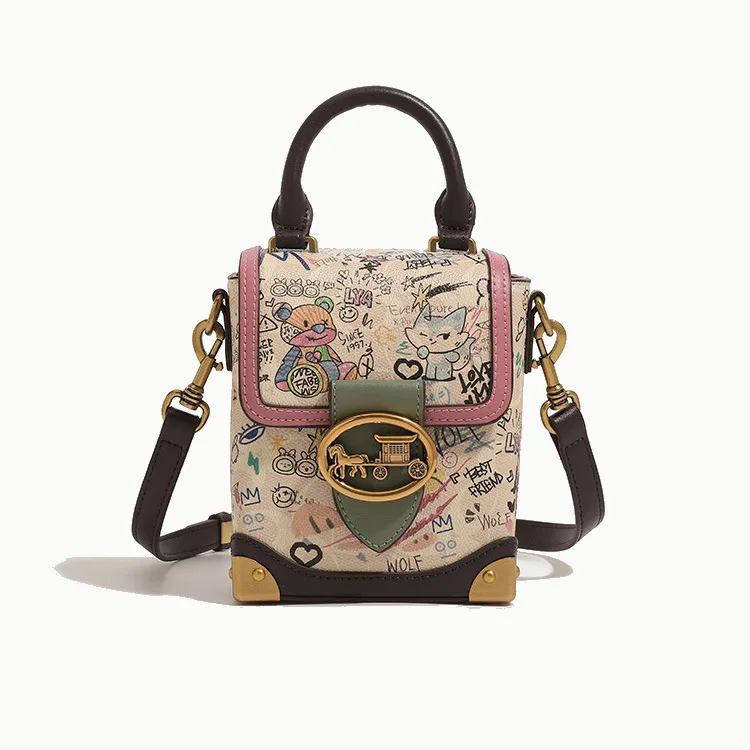 

New Arrival Cartoon Graffiti Bear Mini Phone Bag Women's Stylish Shoulder Crossbody Bag Fashion Trendy Daily Pouch
