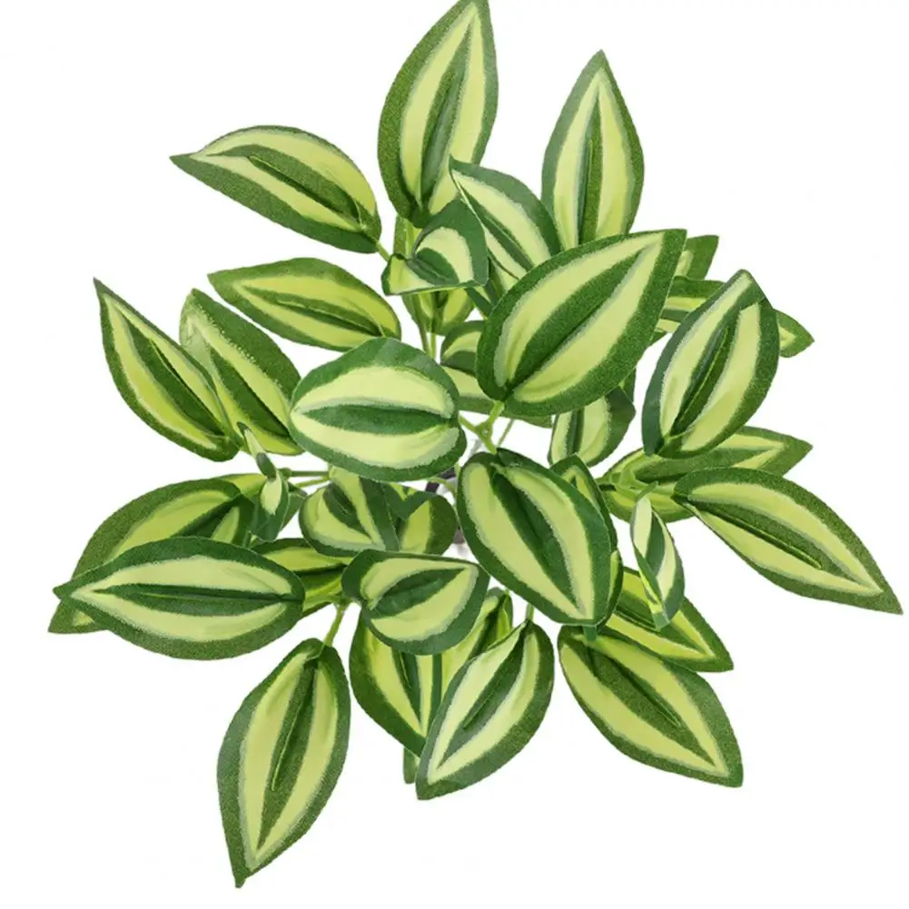 Clear Texture Artificial Leaf Green Fadeless Plastic Floral Arrangement Simulation Plant Home Decor