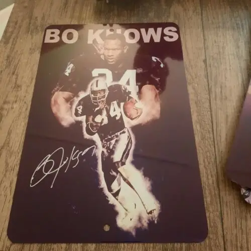 Bo Knows Football #34 Jackson Raiders 8x12 Metal Wall Sign