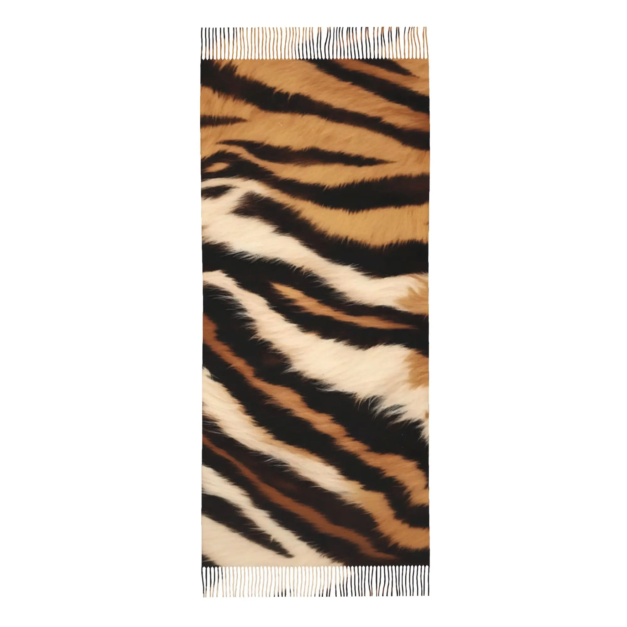 Tiger FurTassel Scarf Fur Print In Winter Twisted Windproof Birthday Bandana Tassel