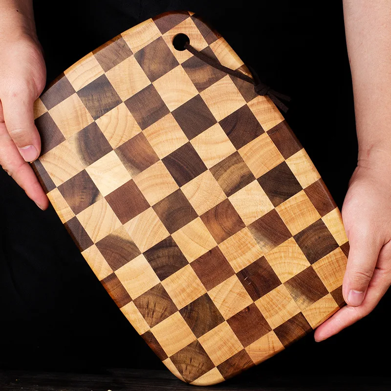 XITUO Acacia Wood Cutting Board Checkerboard Household No Paint No Wax Cutting Board Case Board Solid Wood Kitchen Cutting Board