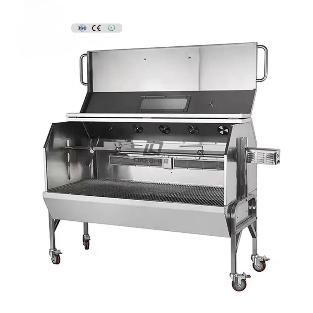 

Large Rotisserie Stainless Steel Gas and Charcoal BBQ Grill 60KG Fast Heating Outdoor Barbecue Grill