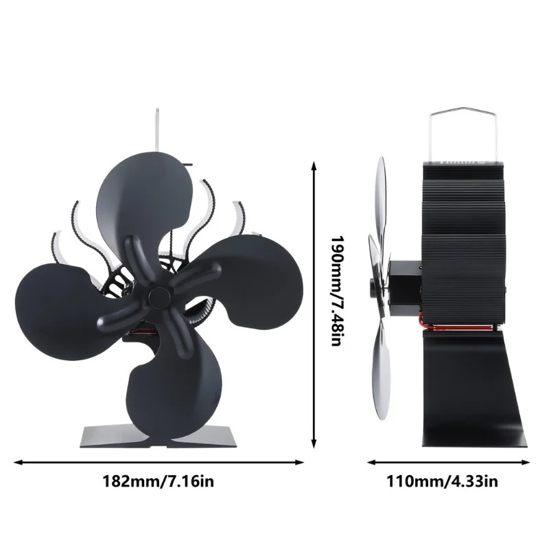 Mini 4 lâmina calor alimentado fogão ventilador log queimador de madeira eco-ventilador silencioso lareira ventilador aquecedor casa quente