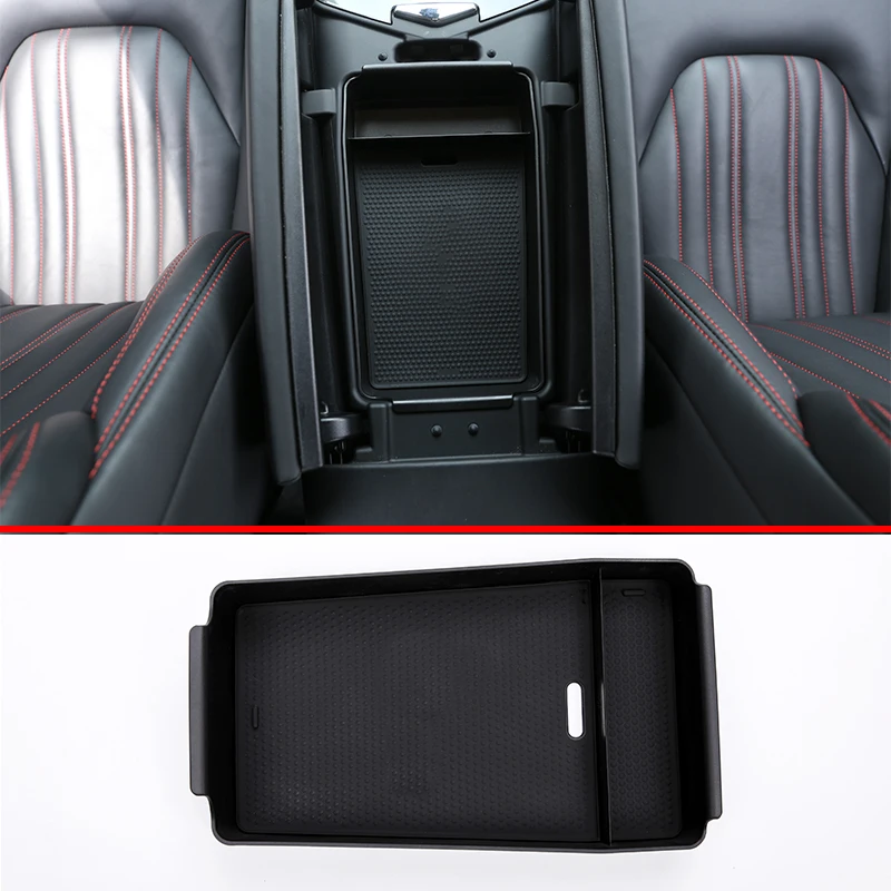 

For Maserati Levante Ghibli III Quattroporte V VI 2013-2022 car armrest box storage compartment glove box ABS black accessories