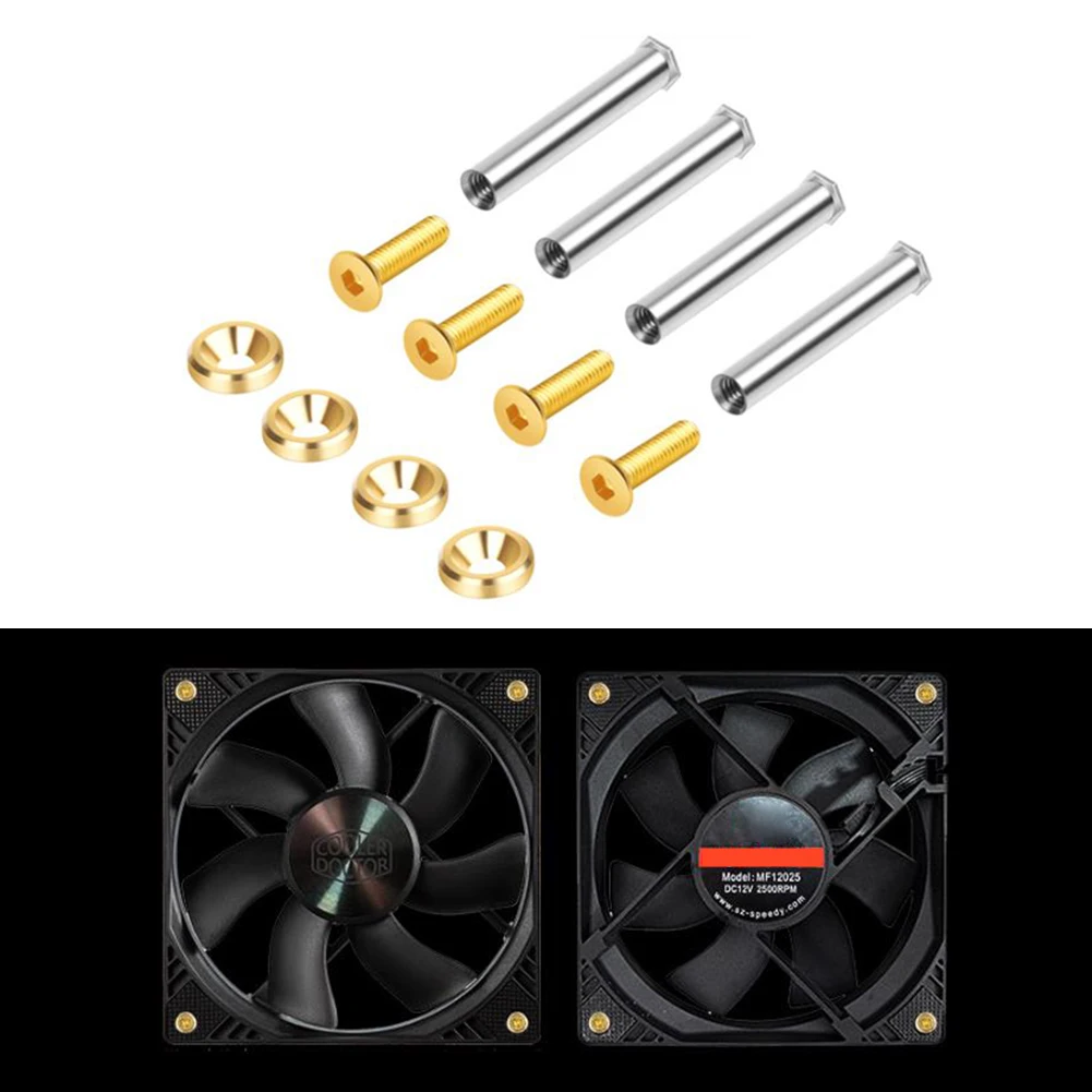 4 Uds tornillos de ventilador de chasis de fijación tornillos de ventilador de chasis estabilidad mejorada funcionamiento más silencioso que no daña el ventilador para ventilador de refrigeración modificado DIY