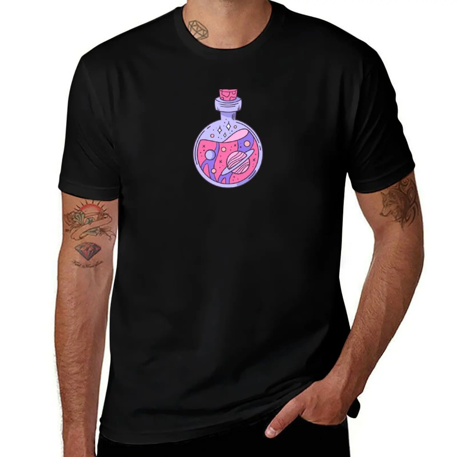 

Stars and Planets Flask T-Shirt t shirt for man cotton tshirt 100% T-Shirt