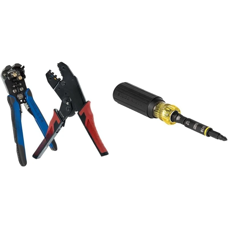 80013 Wiring Tool Kit with Automatic Wire Stripper and Ratcheting Insulated Terminal & 32500HD Multi-Bit Screwdriver/Nut