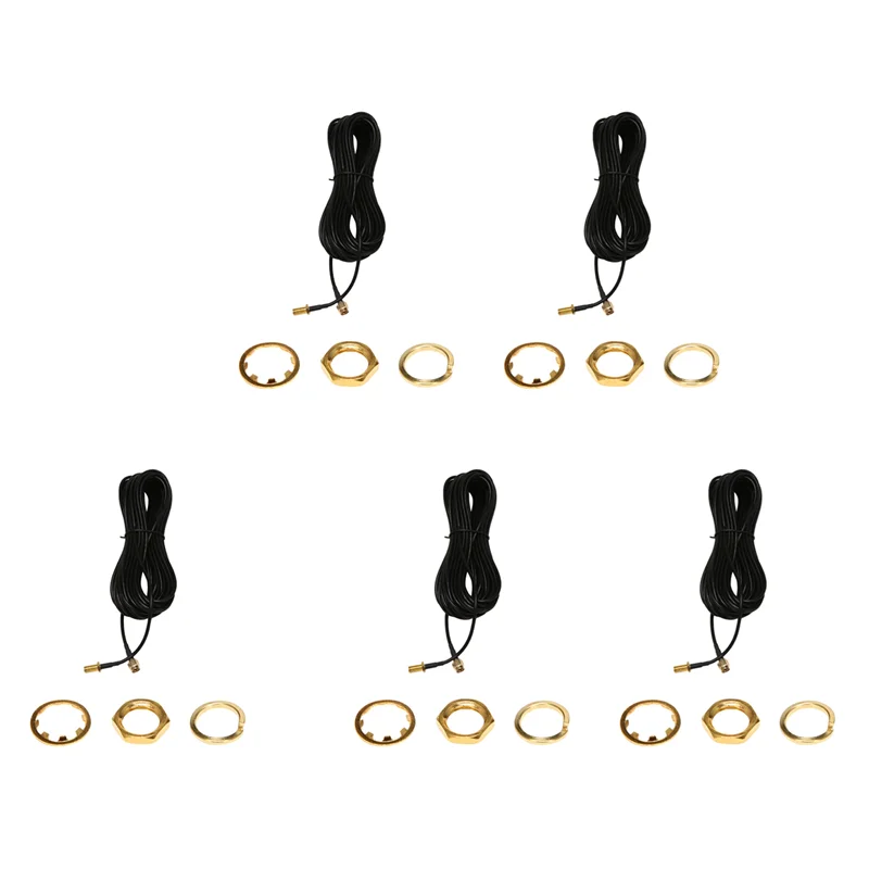 5X RP - SMA Male To Female Wifi Antenna Connector Extension Cable Black 10 M