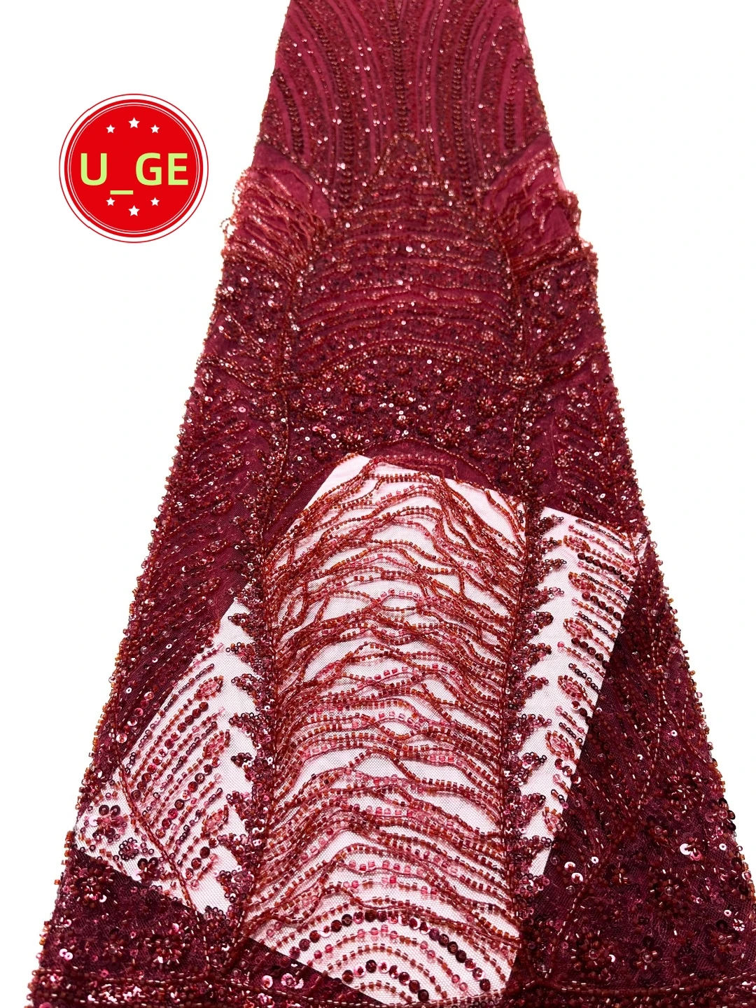 

Изысканная мягкая сетчатая ткань с бисером и кружевом, с бахромой, высококачественное кружево-трубка для свадебных и вечерних платьев U_GE6938