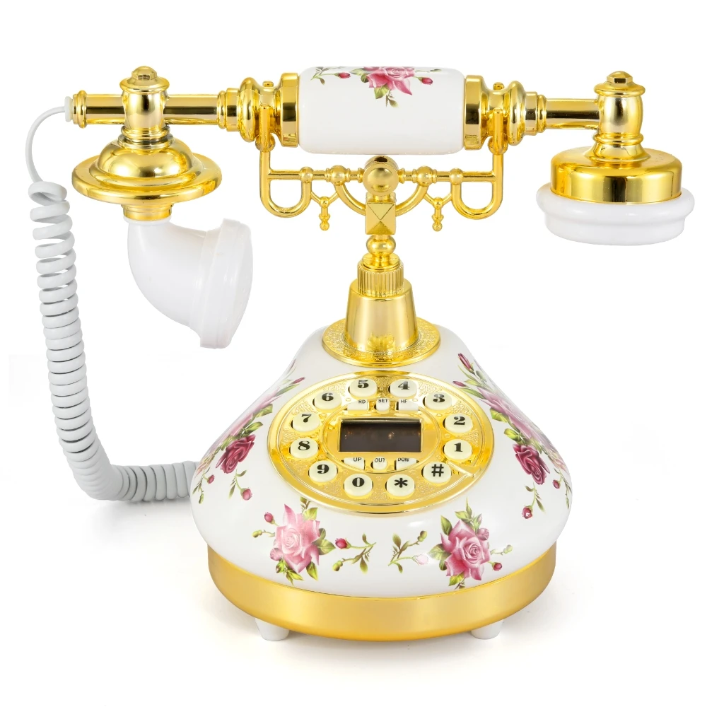 Corded Telephone Retro Landline Phone for Home/Office/Hotel Decor China Ceramic Antique Telephones Old Fashion Desktop Phone