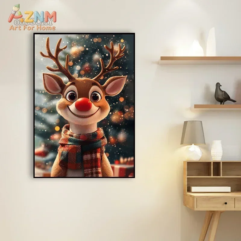 Christmas Wall Decor Art Canvas Painting Festive Christmas Reindeer Santa Gifts Snowman Posters Canvas Print Art for Home Decor