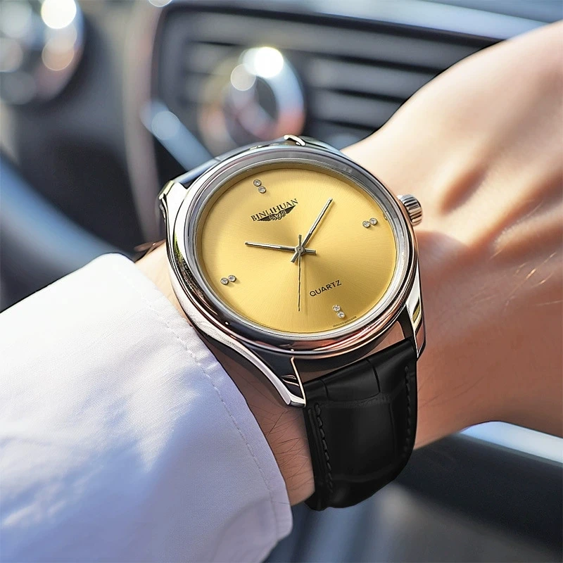 New Fashion Man Luxury Business Gold Leather Watch Men Sports Casual Quartz Watches Male High Quality Clock Gifts Reloj Hombre