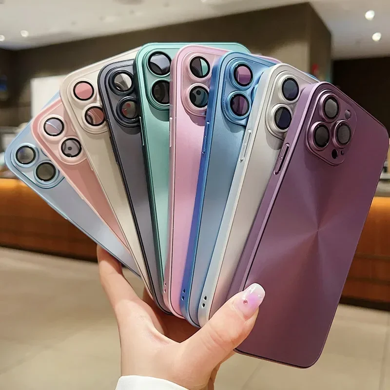 Comes With Lens Film Aurora Phone Case For iPhone 16 15 Pro Max 14 13 12 11 Hard Back Cover