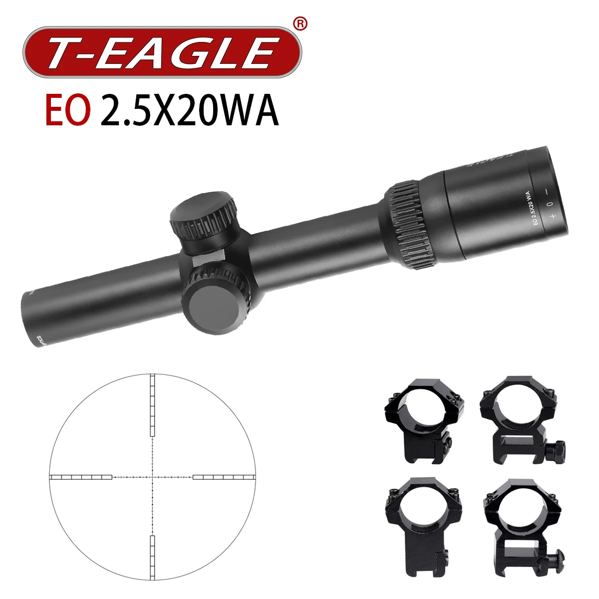Tactical T-EAGLE 2.5X20 WA Crosshair Reticle Optics Compact RiflesScope Outdoor Sport Hunting Shooting Fits 11mm/20mm Rail Mount