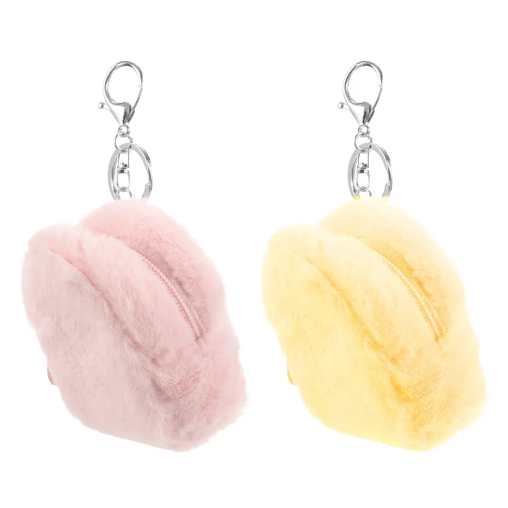 

2pcs Coin Purse Kawaii Cute Mini Wallet For Women Girls Soft Keychain Bag For Keys Earphones Small Storage Pouch Novelty Wallet