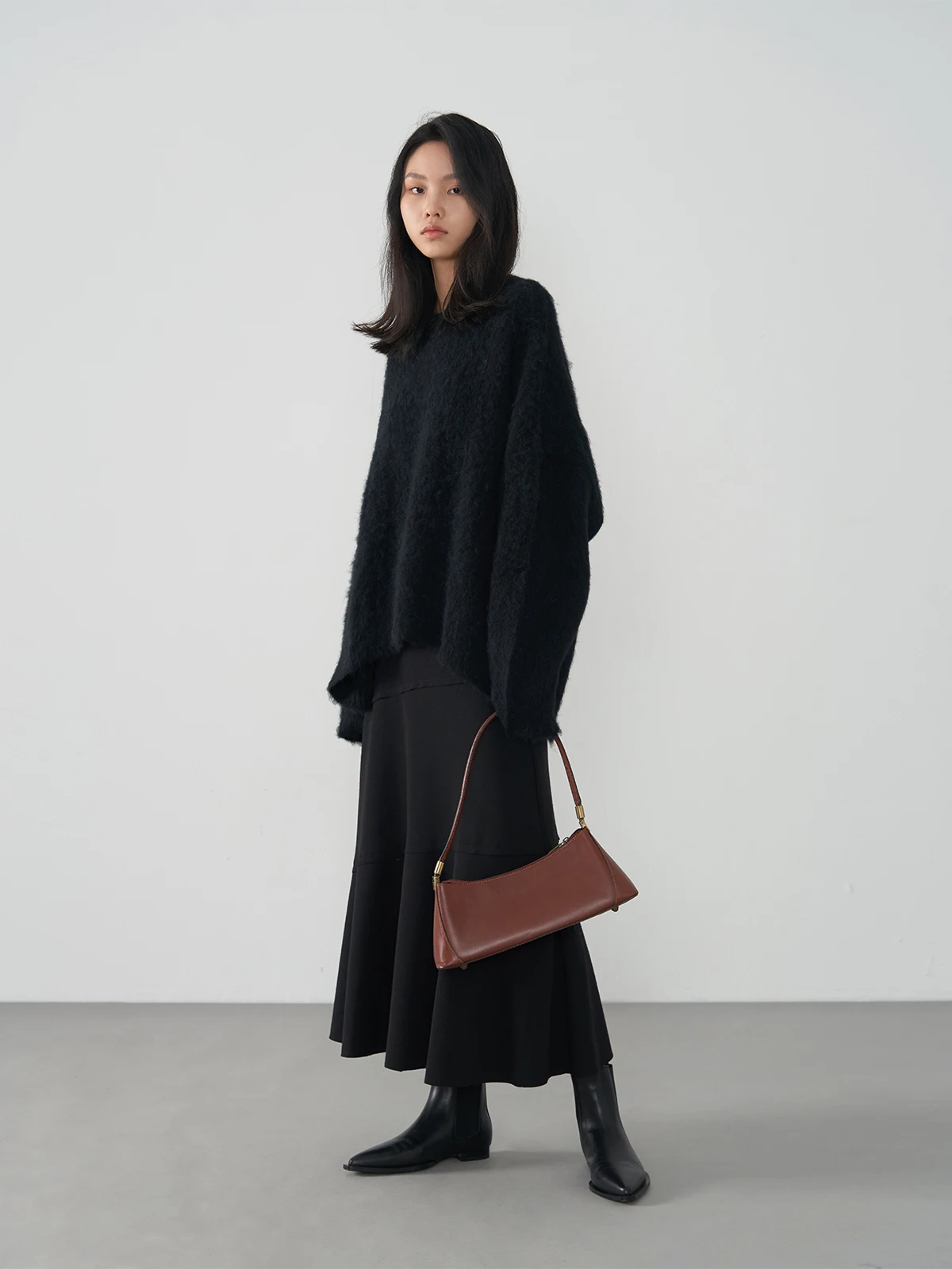 

Юбка SOFOON Bla Simple A-Line с высокой талией, миди, повседневная, однотонная, элегантная, для женщин