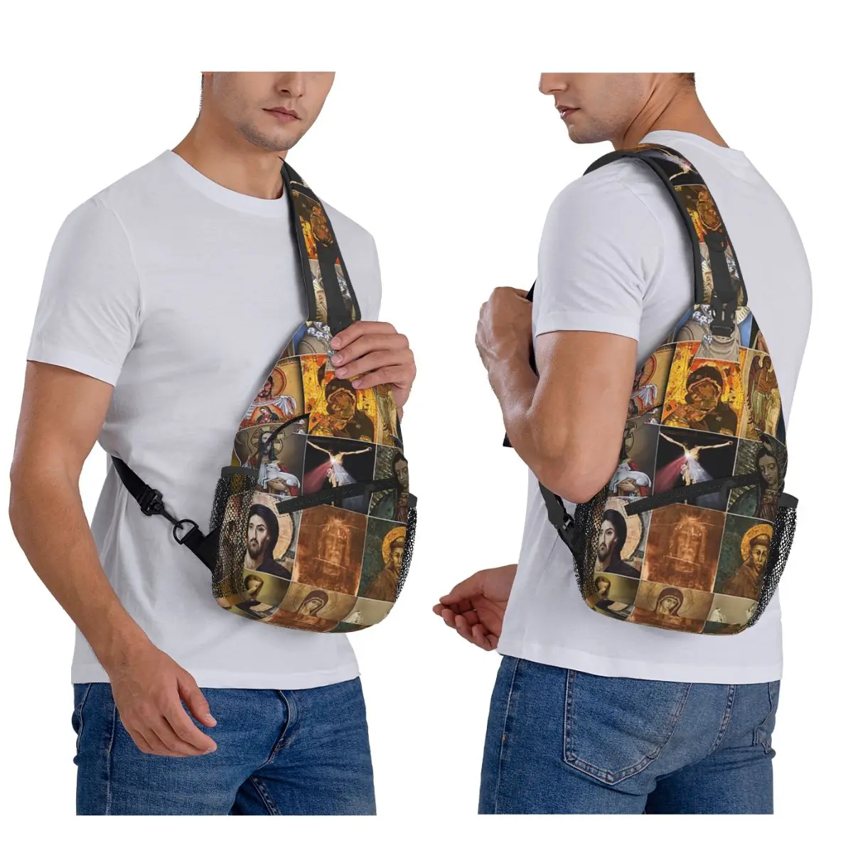 

Святых Иисус Мэри, я доверя в тебя, нагрудная сумка, мужской рюкзак через плечо, нагрудная сумка, дорожный походный рюкзак, сумка на плечо