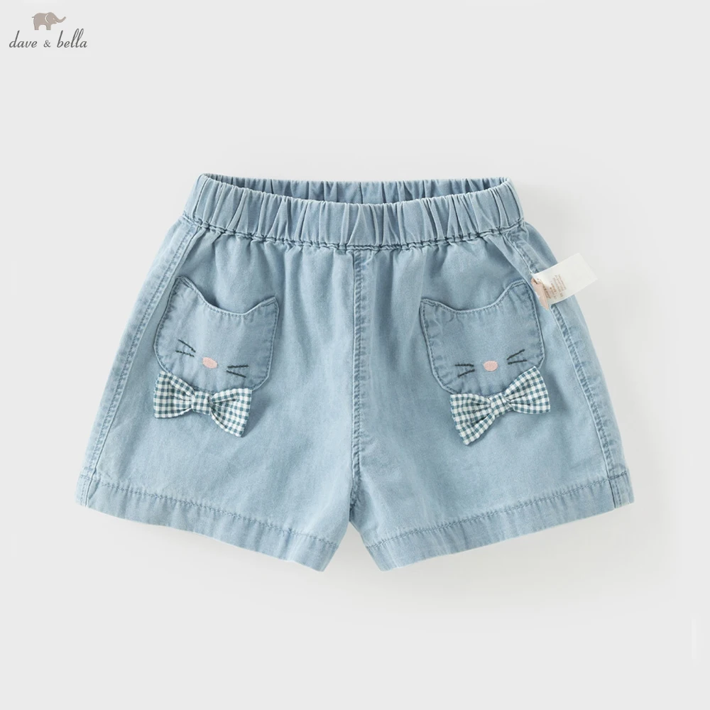 

Dave Bella Girls Elastic Cat Shorts Childern Summer Straight Pants 1-7 Years Casual Loose Outdoor Jeans Shorts DB2262092