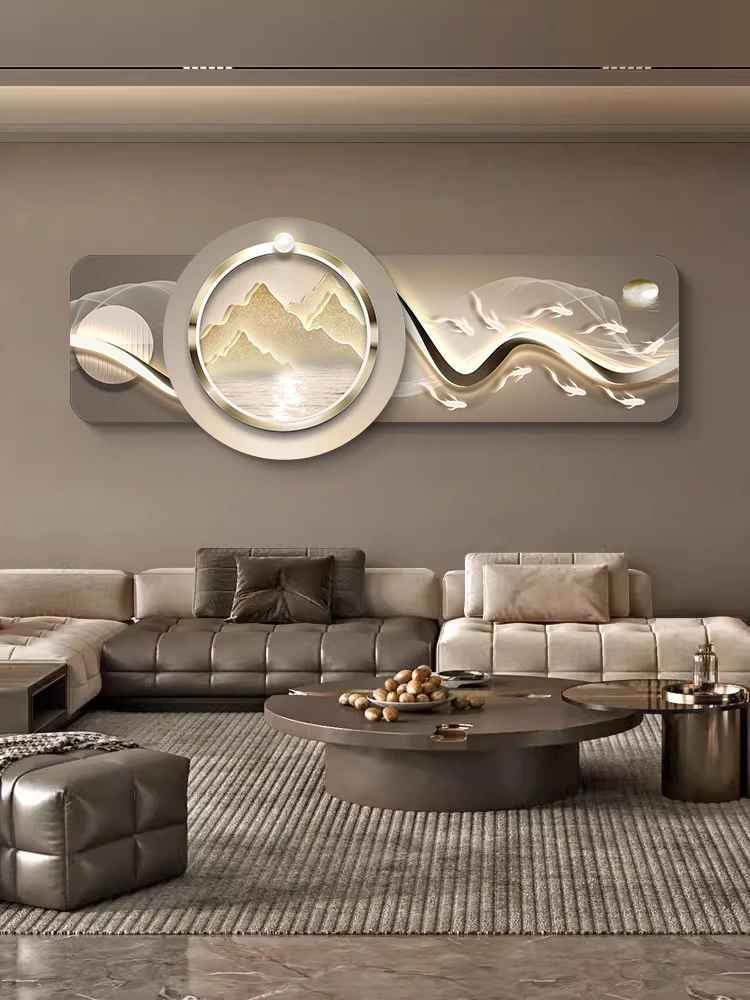 Carved nine fish light luxury living room decorative painting modern superimposed sofa background wall hanging painting