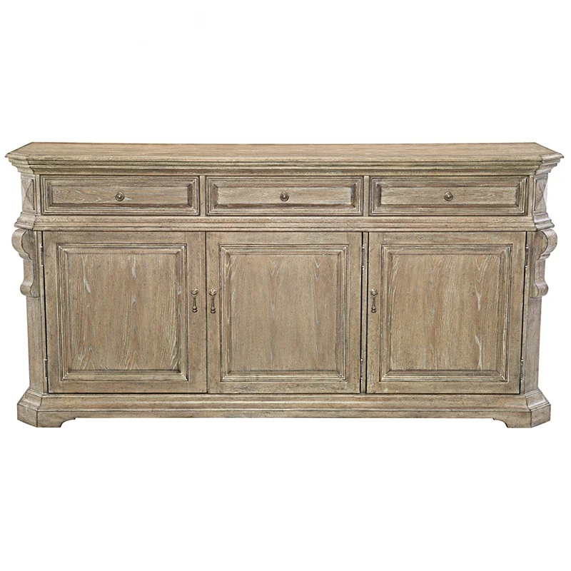 Rural solid wood dining side cabinet retro three-pump locker wine display cabinet villa model room side cabinet