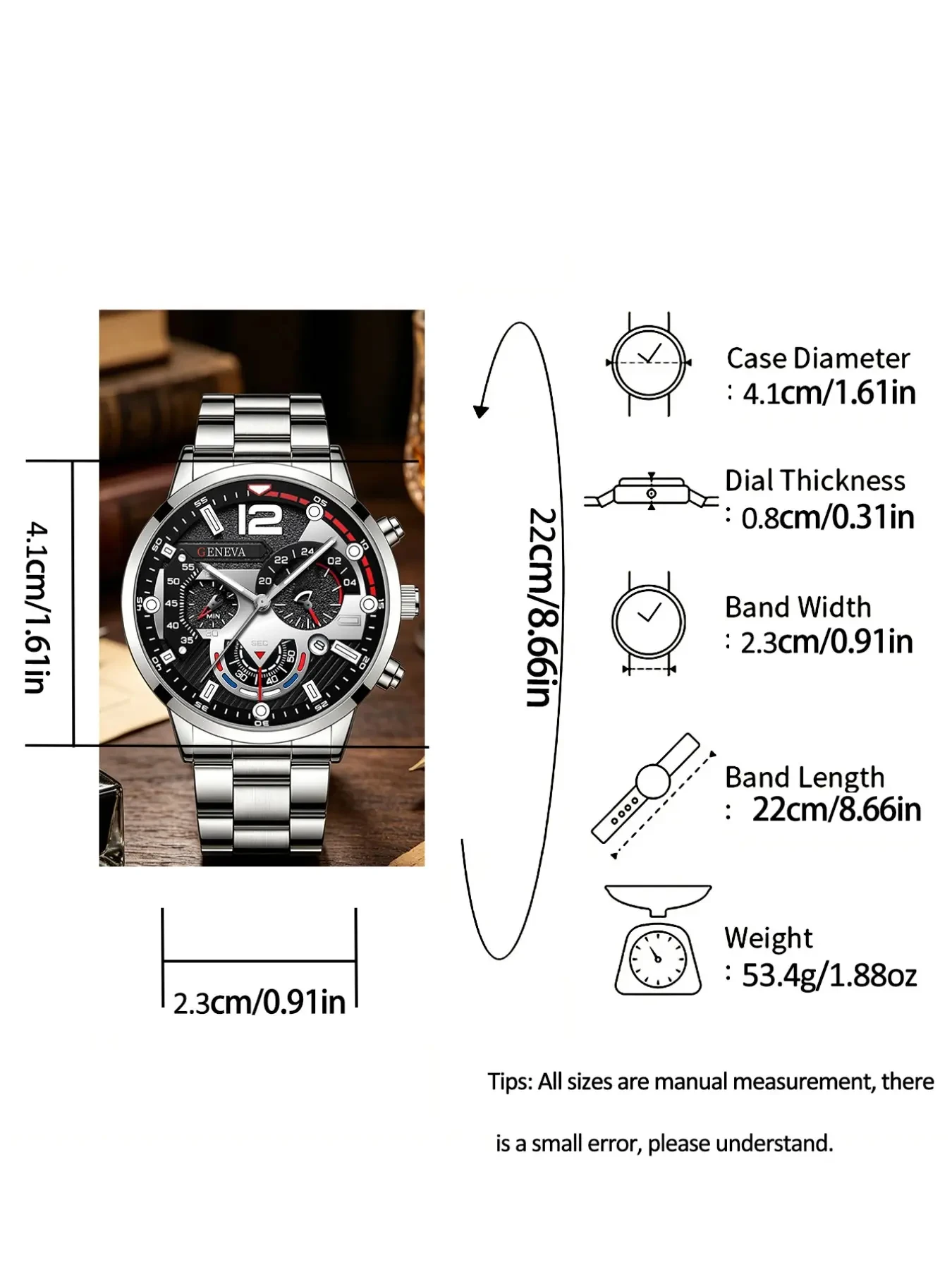 5Pcs Geneva Men Quartz Watch Set, 5 Styles Weekly Rotation Wear Fake Chronograph Roman Dial Steel Leather Band Male Wristwatch