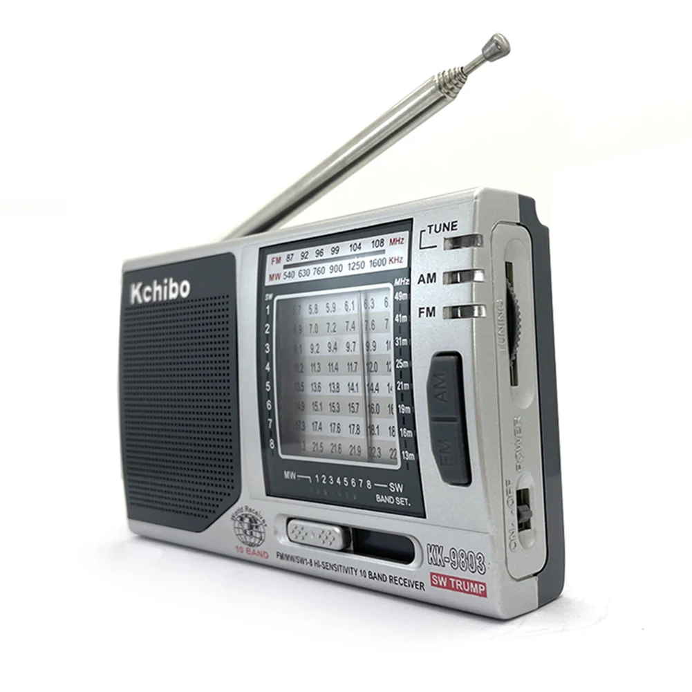 วิทยุ KK-9803 พร้อมขาตั้งพับได้ รองรับคลื่น FM/MW/SW1-8 AM FM ลำโพงในตัว วิทยุพกพา ใช้แบตเตอรี่ เหมาะสำหรับผู้สูงอายุ