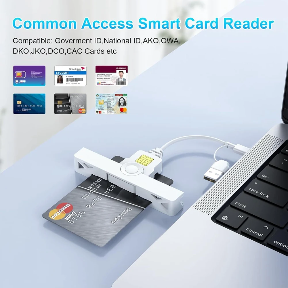 ABZZ-Smart CAC Card Reader USB A Type-C USB Common Access Tax Declaration SIM/ID/Bank Card Reader Common Access CAC Reader
