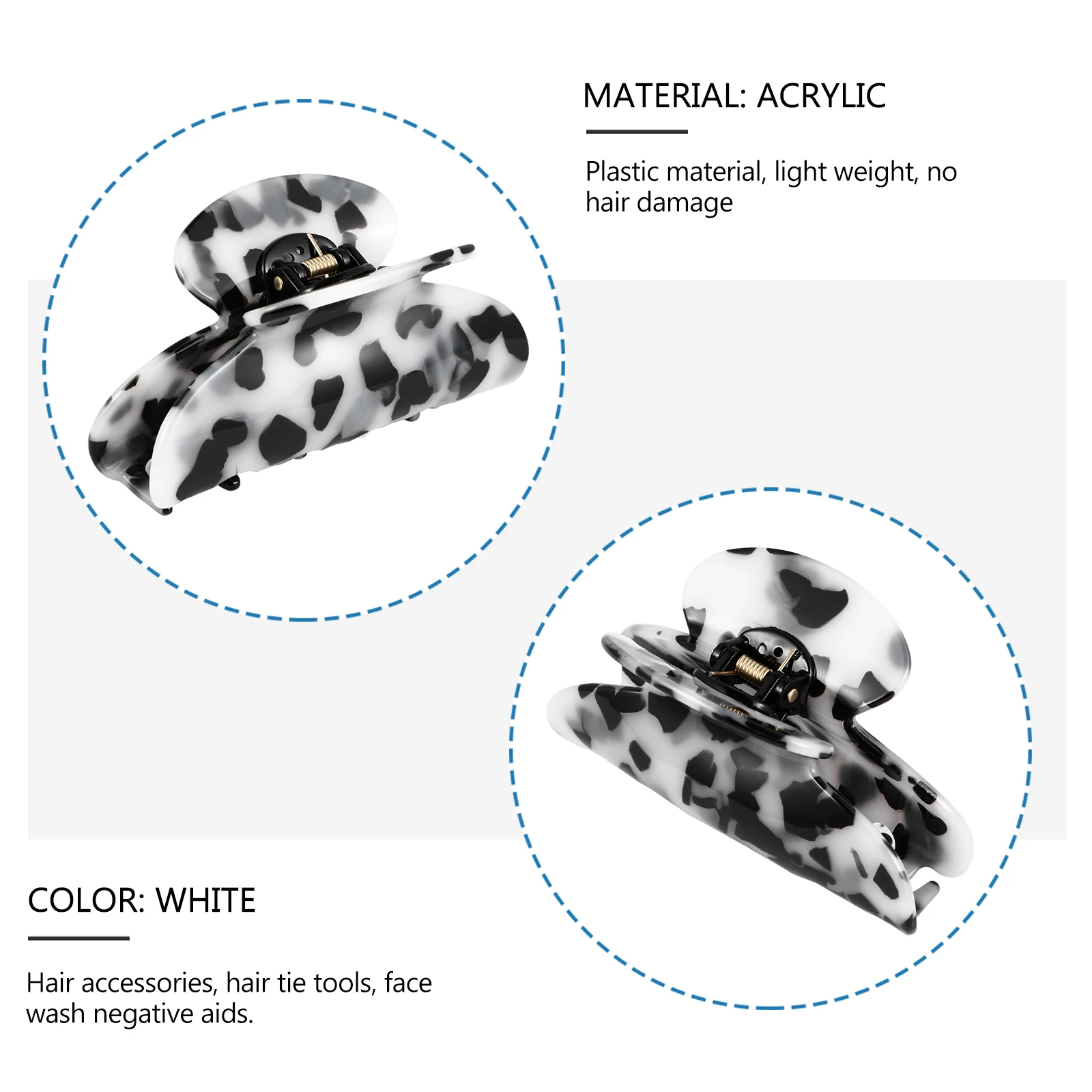 

Marble Pattern Acrylic Hair Claw Retro Toothed Barrette Decorative Women Ponytail Clamp For Chic Elegant Style Tortoise Design