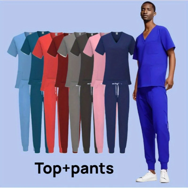 

Premium Hygiene Work Uniform Set Lightweight Durable for Care Service Environments Moisture-Wicking Top and Pants for Daily Work