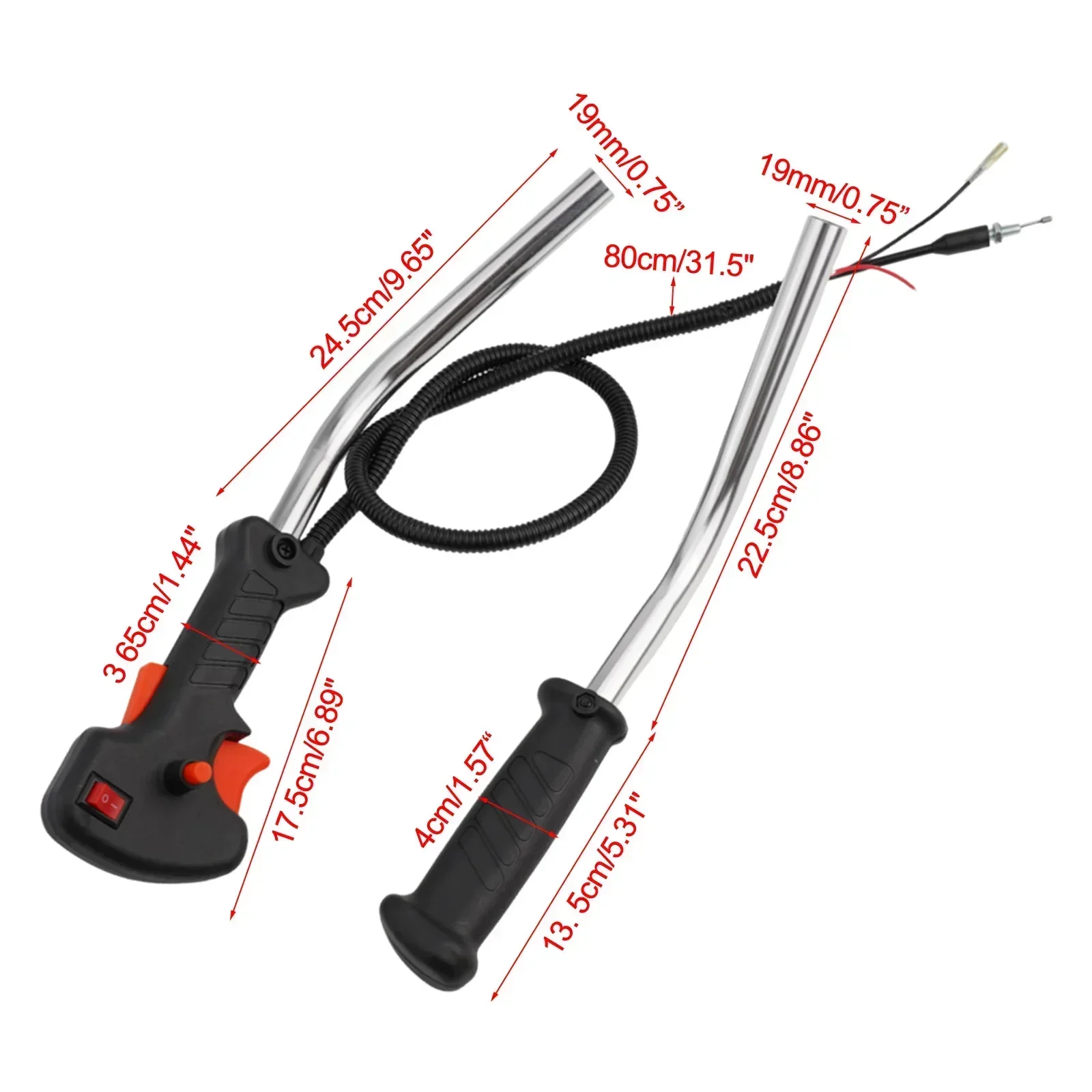 Control Tube Handle Switch And Throttle Trigger Cable Assembly For Brushcutters And Trimmers With 19mm Pipe Diameter