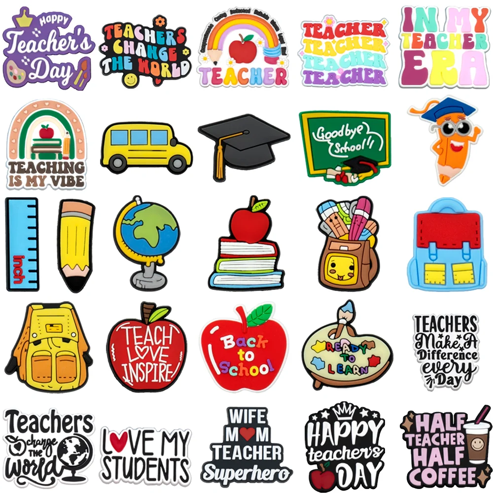 1-26-шт-подвески-для-обуви-ко-Дню-учителя-украшения-карандашная-линейка-глобус-булавки-аксессуары-для-сандалий-обувь-apple-пряжки-сабо