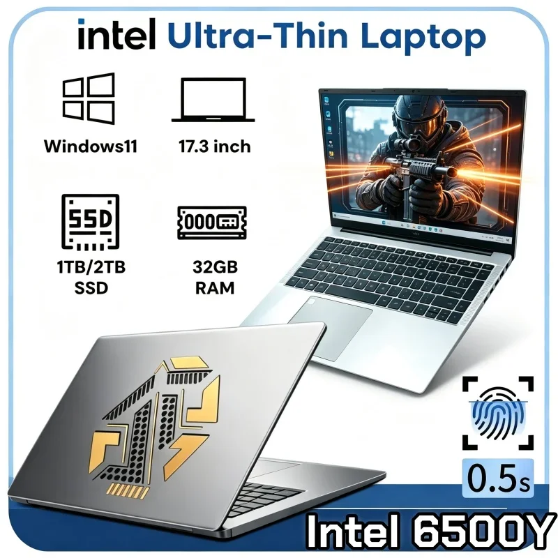 HOT Selling 17.3" HD Office Notebook Intel 6500Y 32GB RAM 2TB SSD Windows 11 Portable Laptop For Student