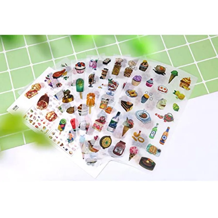 3 conjunto de 18 folhas delicioso sobremesa comida bolo biscoitos pão donut sorvete bebida papelaria adesivo scrapbooking planejador diário
