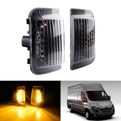 For Peugeot Citroen Jumper Fiat Amber LED Door Wing Mirror Indicator Turn Signal Light L+R w/ Clear Lens