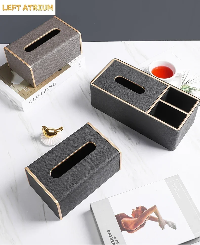Leather Tissue Box Office Storage Organizer Living Remote Control Storage Box Dressing Table Cosmetics Jewelry Makeup Container