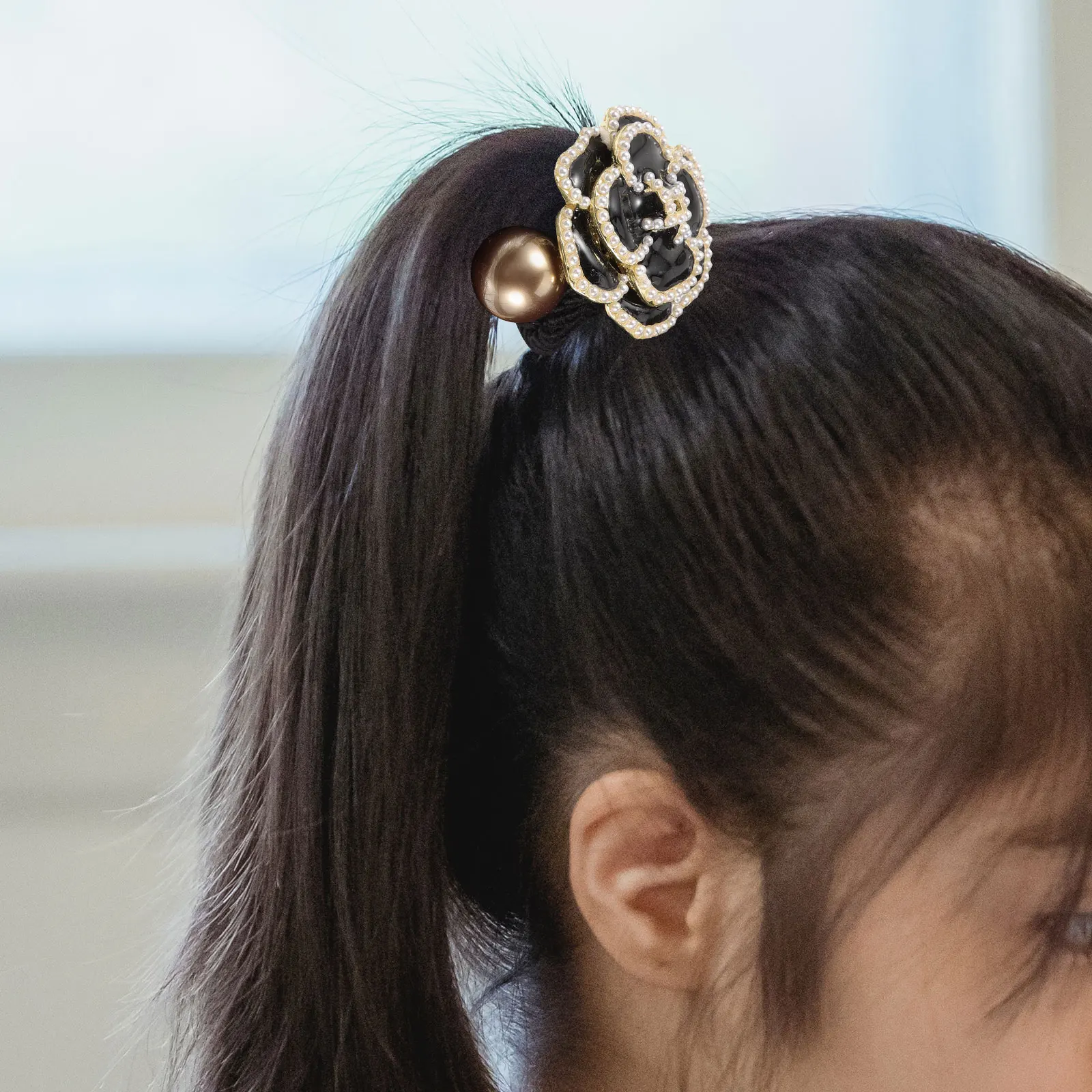 

Chic Flower Ties For Women Girls Headdress Medium Thick Women Rope Rope Hair Non-Damaging Hair Accessory