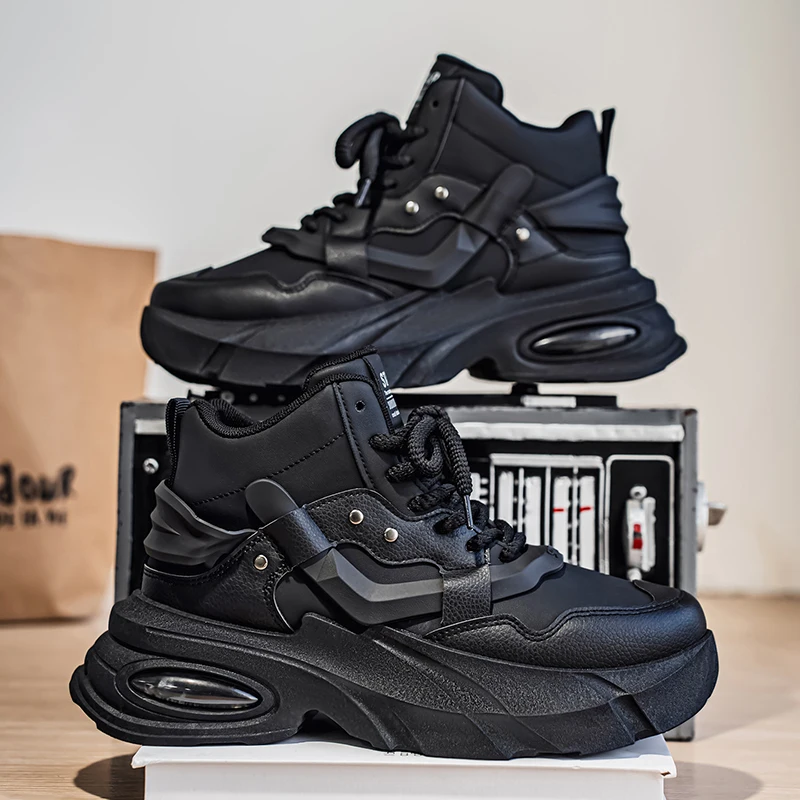 

Fashion High-top Leather Sports Men Shoes Thick-soled Casual Shoes High Quality Platform Sneaker Shoes for Men Zapatillas Hombre