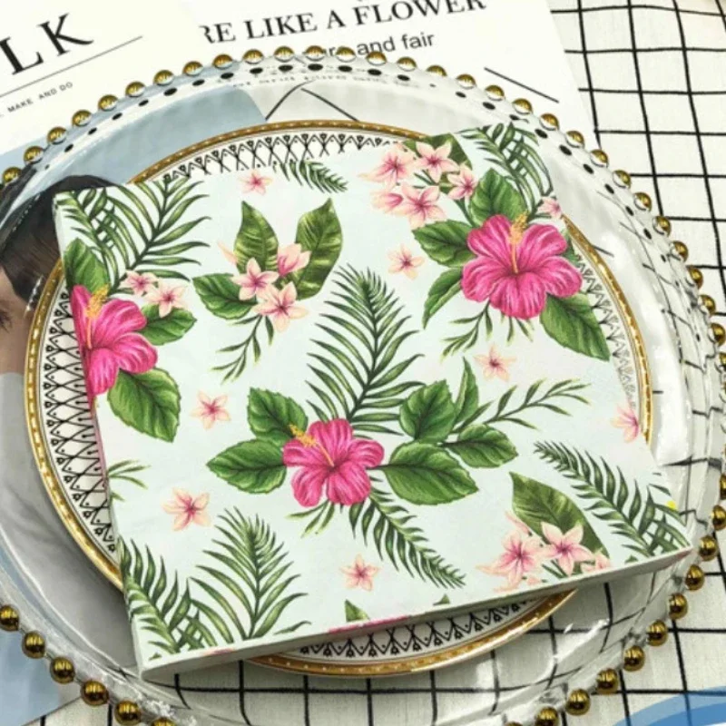 20pcs Colourful Napkins Printed Square Paper Napkins Party Floral Facial Tissue Hotel Wedding Table Setting Paper Placemats