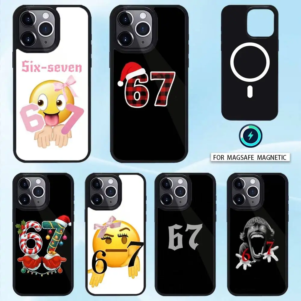 

1PC 67 Six Seven Phone Case For iPhone 17,16,15,14,13,12,Pro,Max For Magsafe Magnetic Wireless Charging