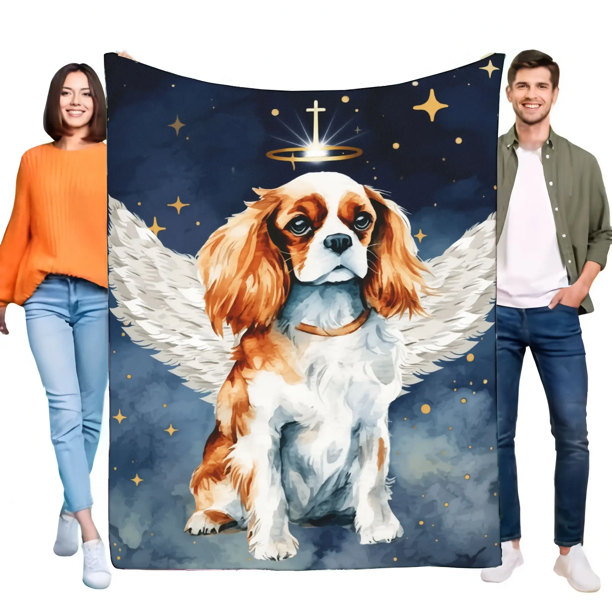 Divine Angelic King Charles Spaniel Blanket Vibrant Soft Plush Throw Cozy for Home Decor, Perfect Gift for Dog Lovers, Lightweig