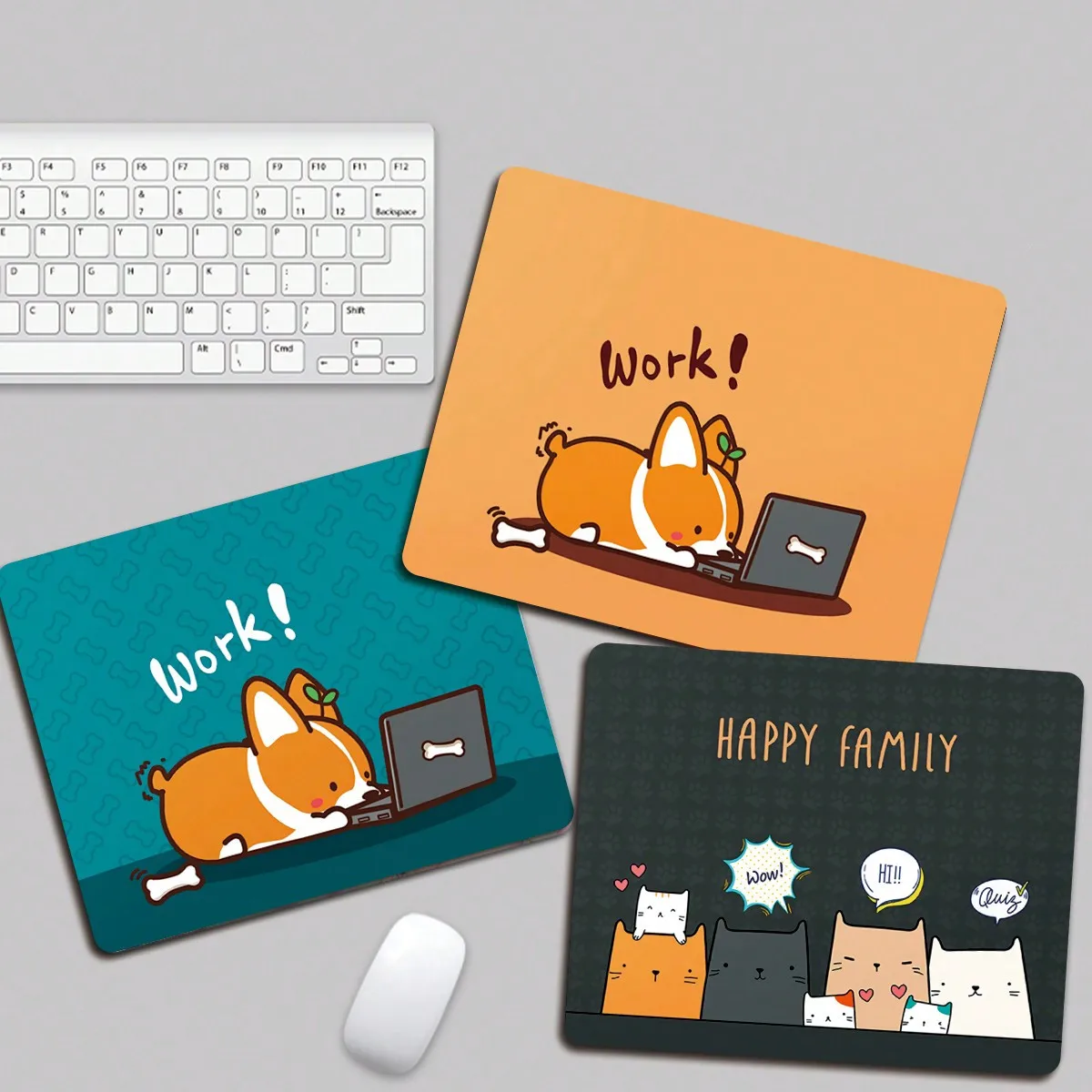 

Cute doggy graphic square mousepad is made of natural rubber is anti-slip for office use. It is suitable for gamers and families