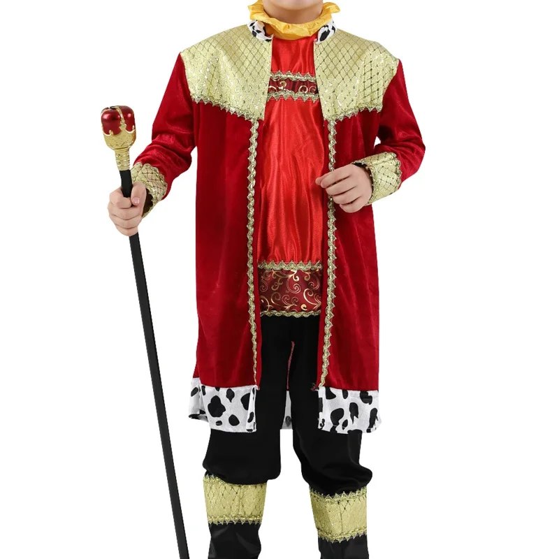 Halloween Purim The King Prince With Crown Costume For Boys Girl Kids Children Fantasia Carnival Clothing Sets PA885