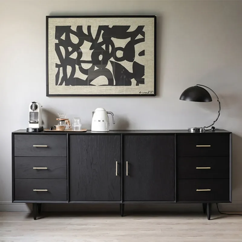 Nordic solid wood dining side cabinet wabi wind light luxury locker modern simple household multi-functional tea cabinet