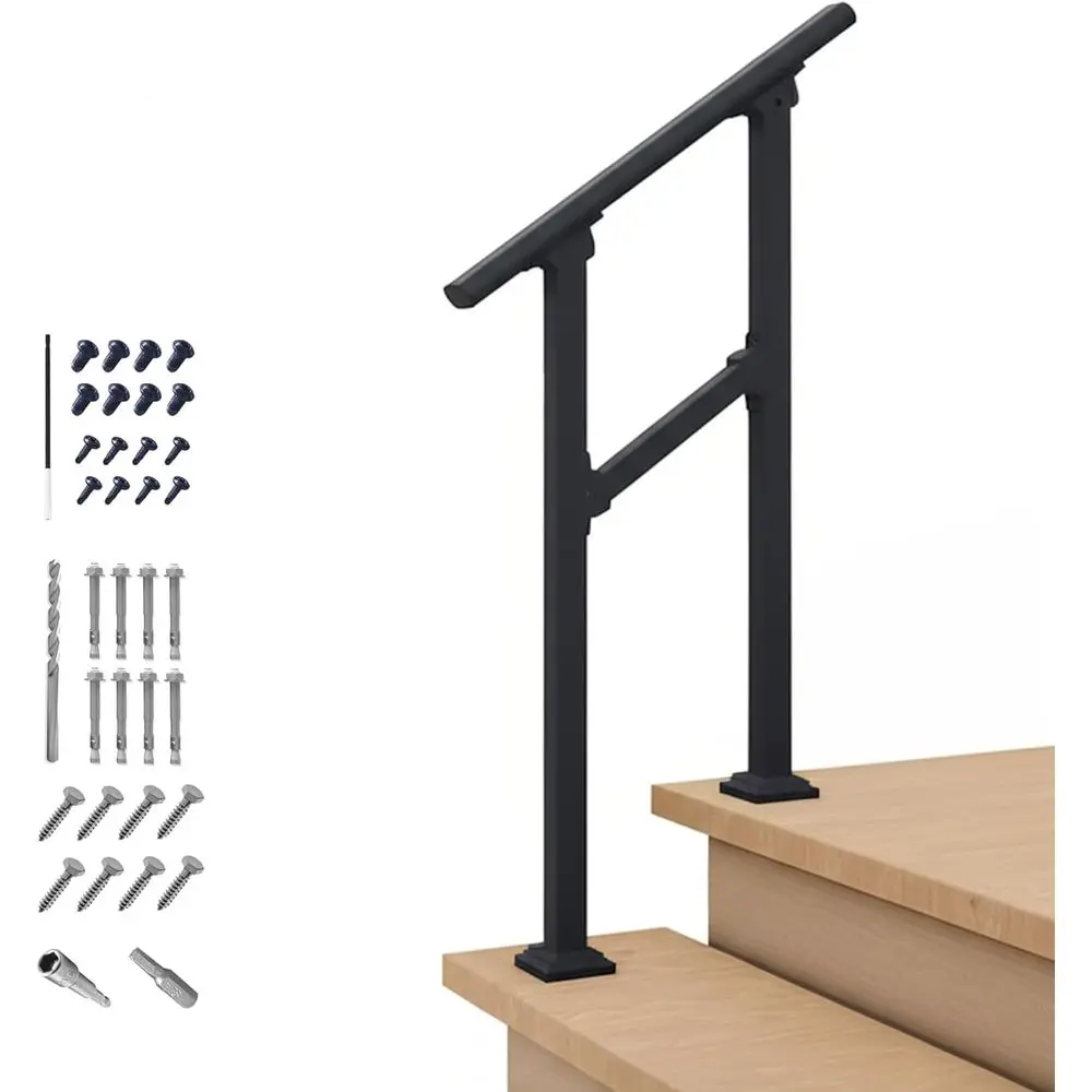 

Outdoor & Indoor Stair Handrail Kit for 1-2 Steps, Safety Railing for Decks and Porches