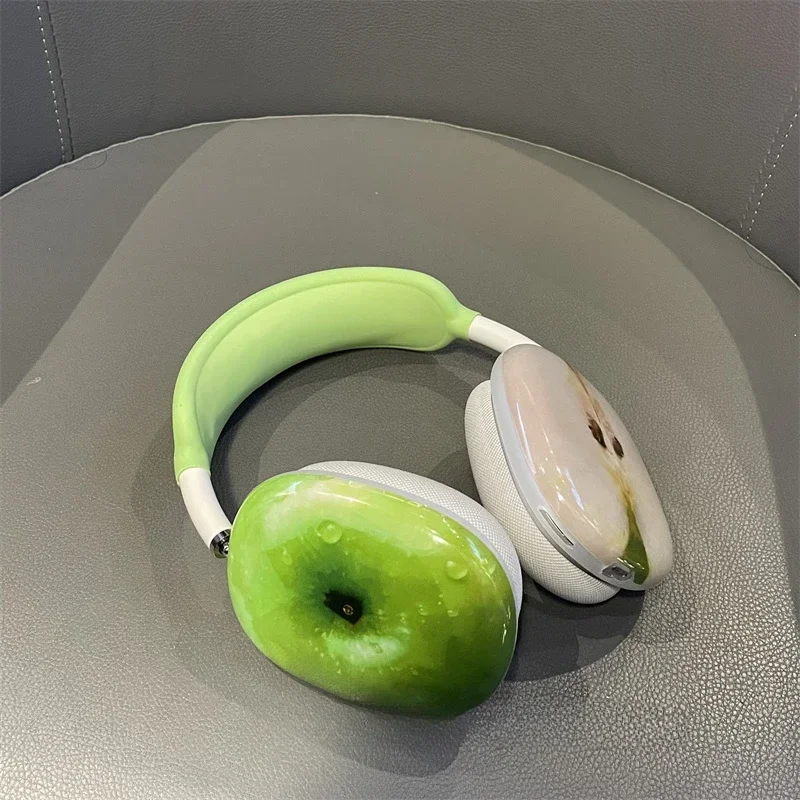 Green Fruit Series Y2K Airpods Max Headphones Case Cover 3D Resin Customized Airpods Cases Headphones Accessories Decoration