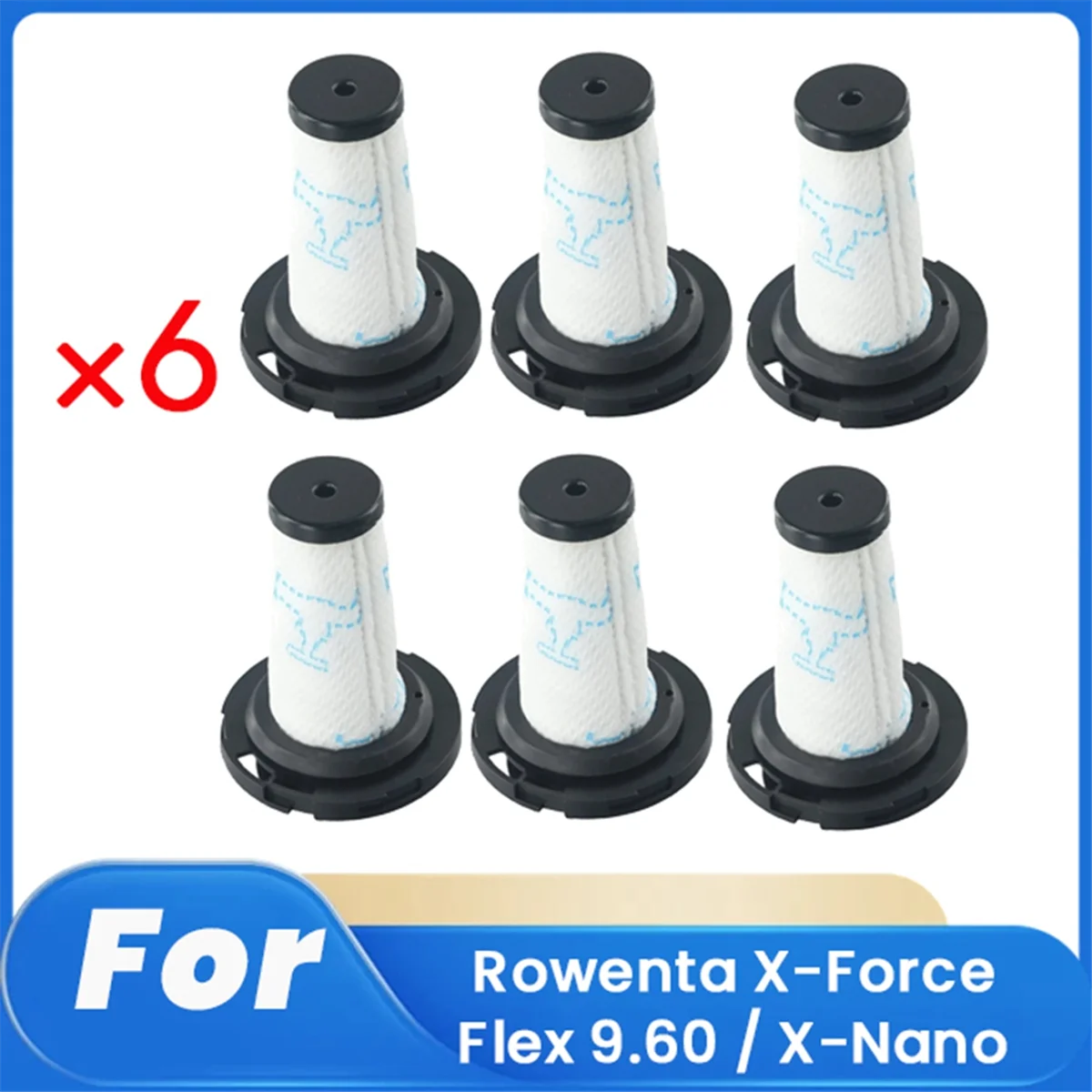 6 pezzi ZR 009010 Filtro per Rowenta X-Force Flex 9.60 / X-Nano ing Accessori robot Filtro Pulitore Parti di ricambio