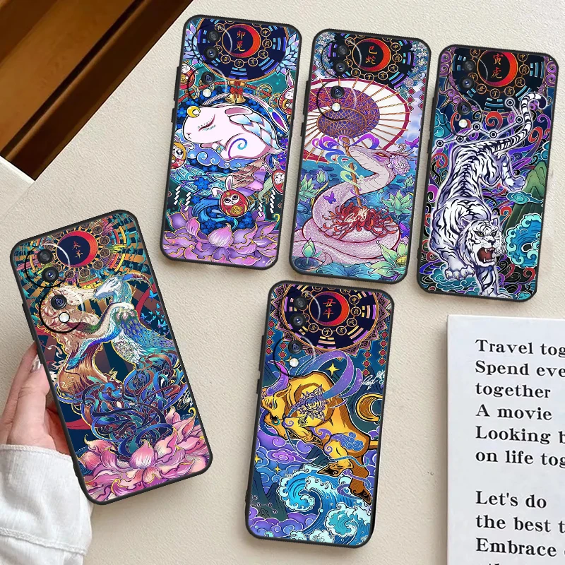 Chinese Zodiac Dragon Tiger For Honor 70 50 90 Lite Magic 6 5 Pro Phone Case For Honor X9a X8a X7a X6a X9b X8b X8 X9 X7