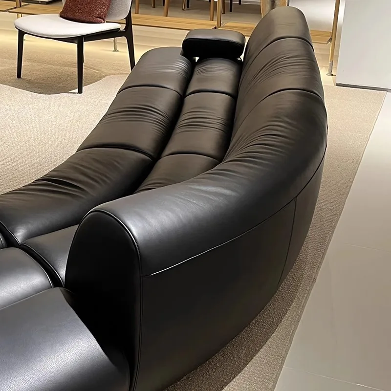 Italian Designer Bamboo Sofa Living Room Small Apartment New Minimalist Creative Curved Module Combination Leather Sofa