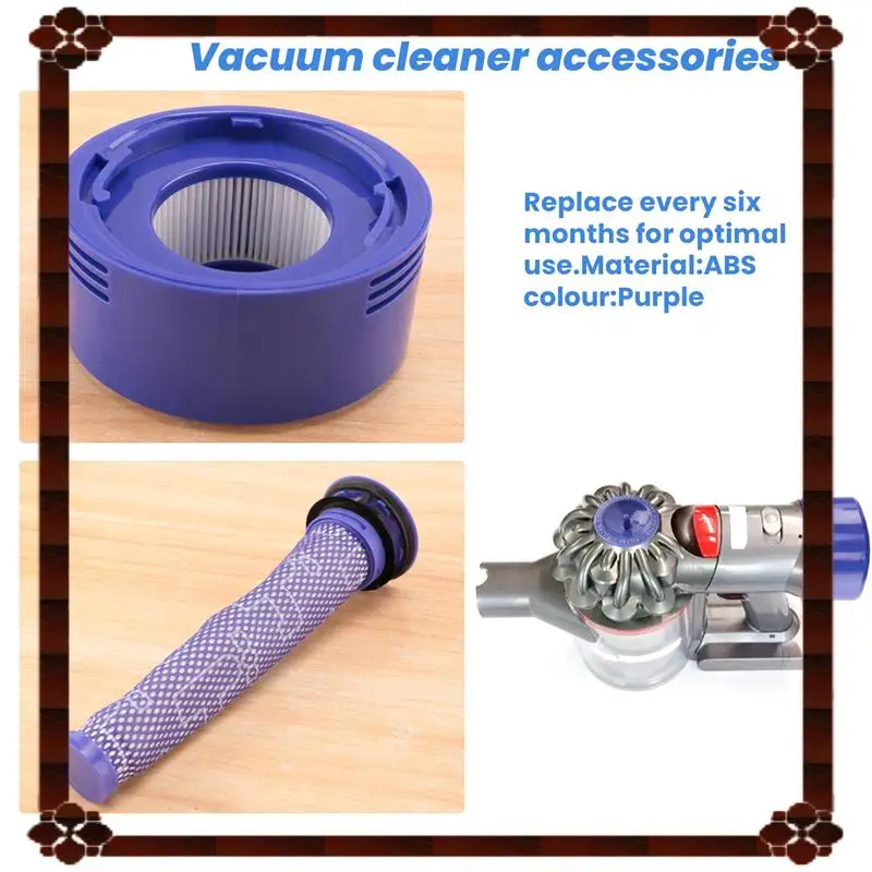 فلتر مسبق للتسليم لمدة 24 ساعة + طقم فلتر HEPA لمكنسة دايسون V7، V8 اللاسلكية، فلتر مسبق بديل وفلتر ما بعد