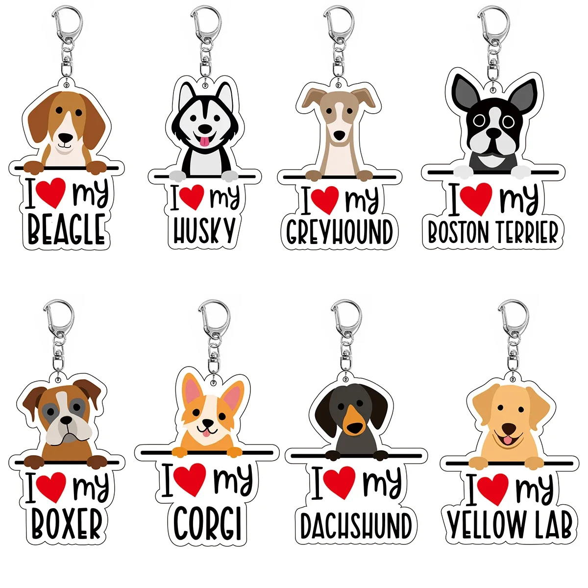 I love my westie golden retriever boston terrier portachiavi beagle portachiavi in acrilico accessori ciondolo borsa carina per I regali dei fan